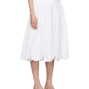 Sandy Liang White Midi Bubble Skirt with Ruffled Details